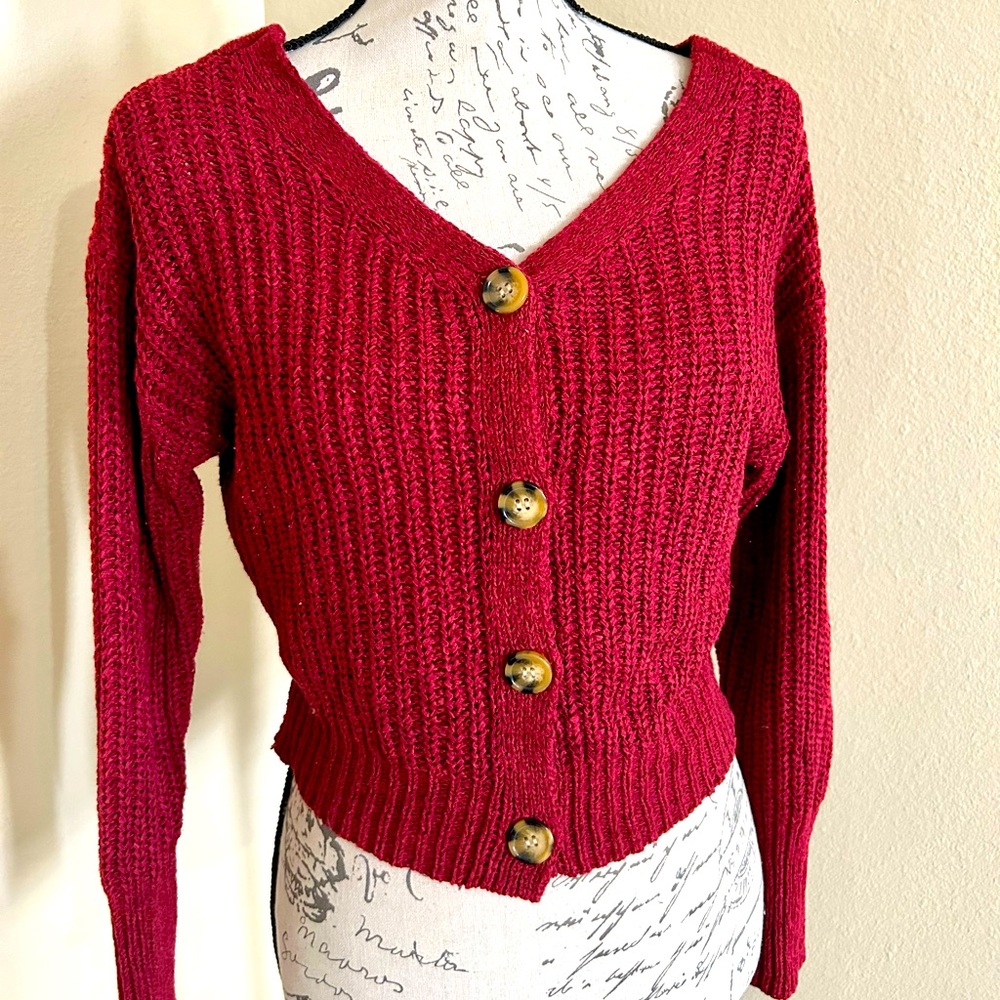 Beautiful Red Button Up Sweater